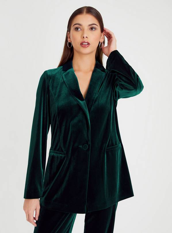 Buy Dark Green Velvet Coord Blazer 16 Blazers Tu